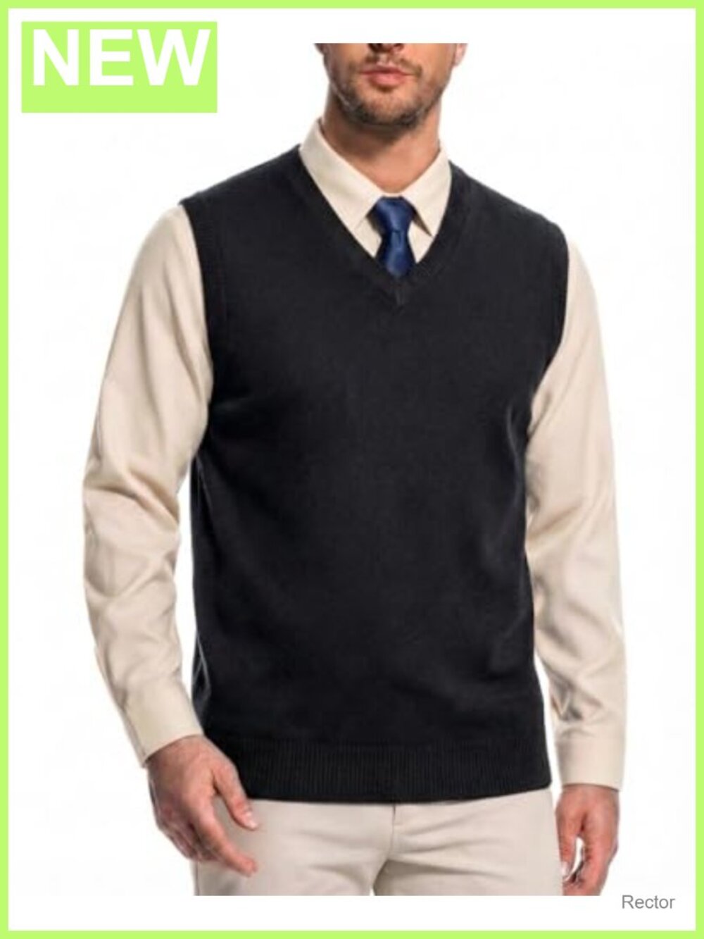 Mens V-Neck Sleeveless Sweater Vest Cotton Knit Pullover